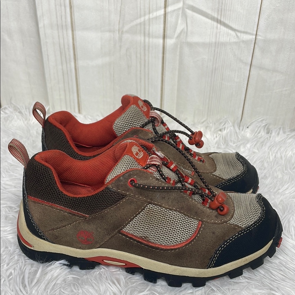 Timberland Boys Brown and Orange Sneakers with Rugged Outsole